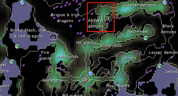 osrs abyssal demon location in the catacombs